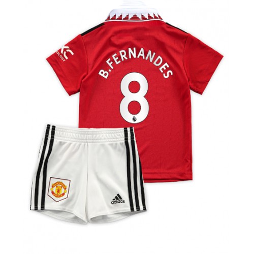 Fotbalové Dres Manchester United Bruno Fernandes #8 Dětské Domácí 2022-23 Krátký Rukáv (+ trenýrky)